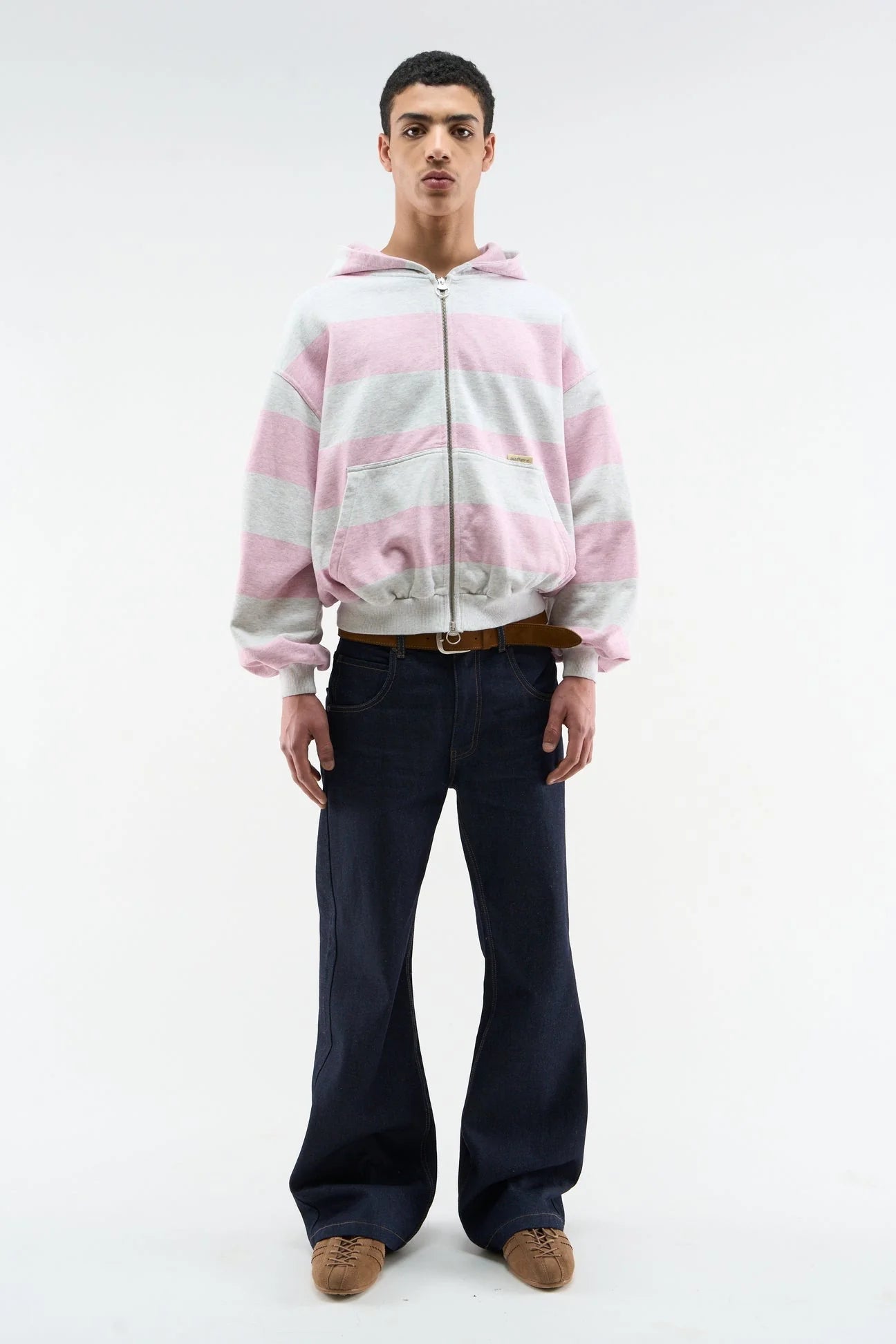 Pink Striped Zip Up