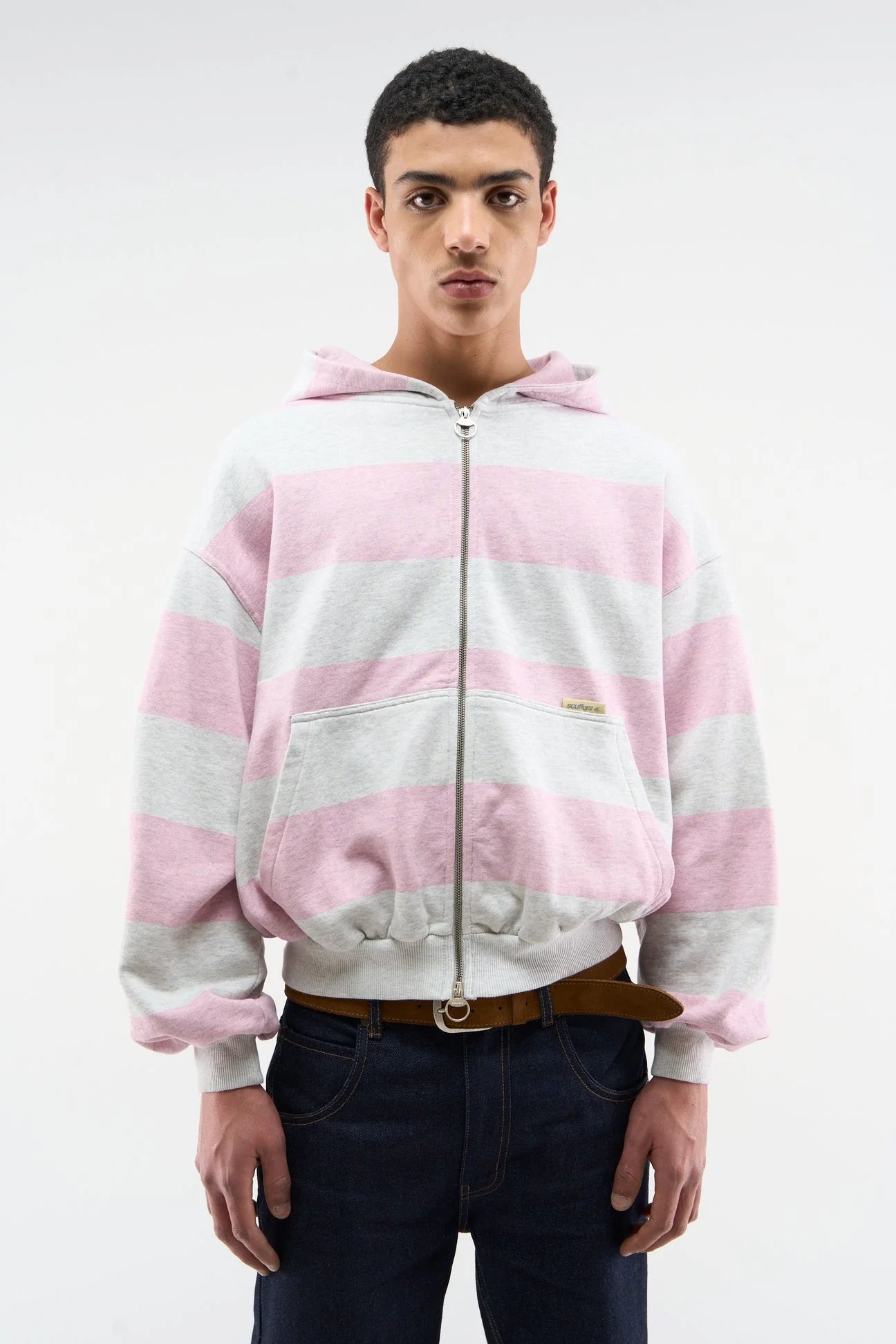 Pink Striped Zip Up