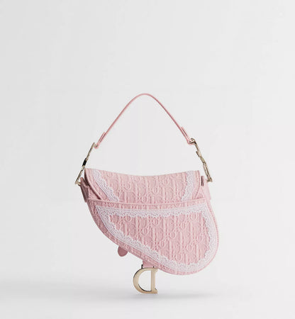 Pink Denim Saddle Bag