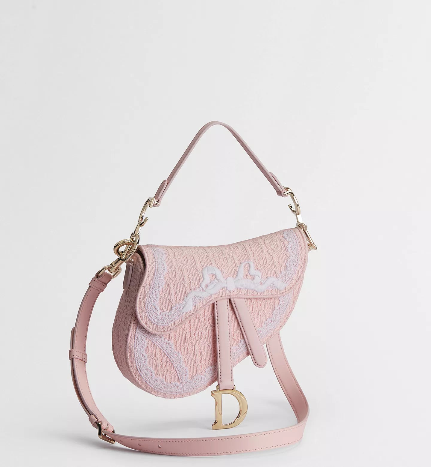 Pink Denim Saddle Bag