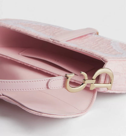 Pink Denim Saddle Bag